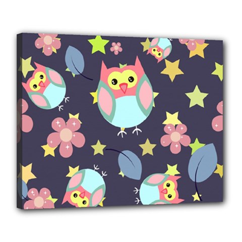 Owl Stars Pattern Background Canvas 20  X 16  (stretched) by Apen