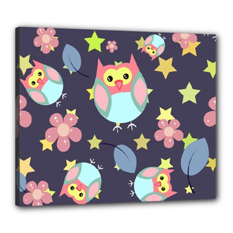 Owl Stars Pattern Background Canvas 24  X 20  (stretched) by Apen