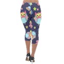 Owl Stars Pattern Background Lightweight Velour Capri Leggings  View2