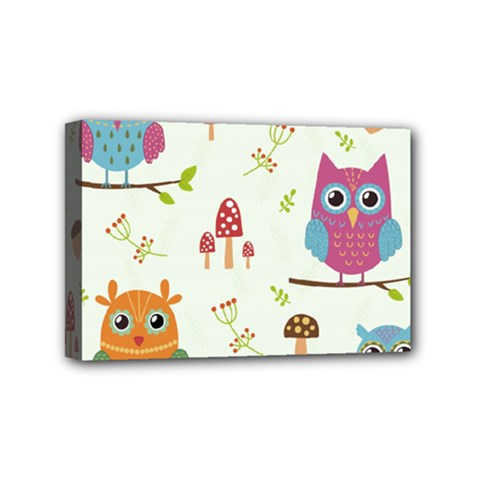 Forest Seamless Pattern With Cute Owls Mini Canvas 6  X 4  (stretched) by Apen