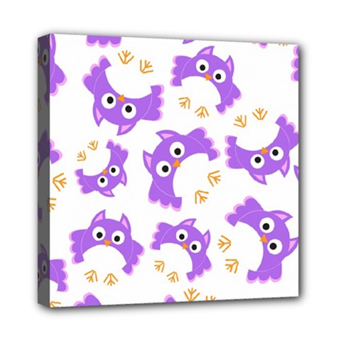 Purple Owl Pattern Background Mini Canvas 8  X 8  (stretched) by Apen