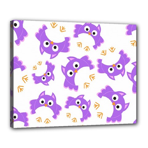 Purple Owl Pattern Background Canvas 20  X 16  (stretched) by Apen