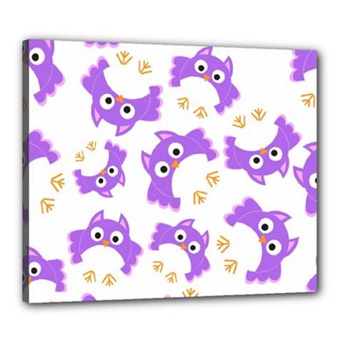 Purple Owl Pattern Background Canvas 24  X 20  (stretched) by Apen