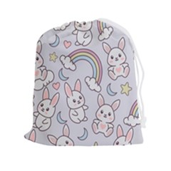 Seamless Pattern With Cute Rabbit Character Drawstring Pouch (2xl) by Apen