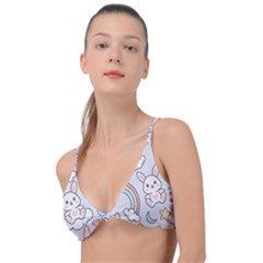 Seamless Pattern With Cute Rabbit Character Knot Up Bikini Top by Apen