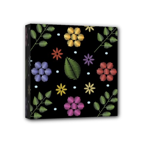 Embroidery Seamless Pattern With Flowers Mini Canvas 4  X 4  (stretched) by Apen
