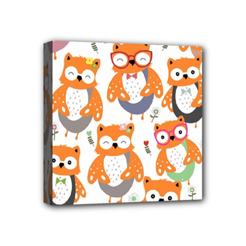 Cute Colorful Owl Cartoon Seamless Pattern Mini Canvas 4  X 4  (stretched) by Apen