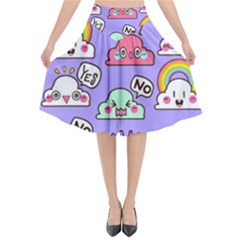Cloud Seamless Pattern Flared Midi Skirt by Apen