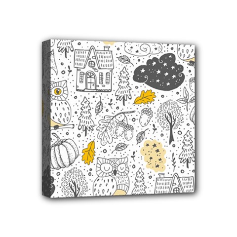 Doodle Seamless Pattern With Autumn Elements Mini Canvas 4  X 4  (stretched) by Ravend