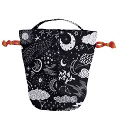 Vector Set Sketch Drawn With Space Drawstring Bucket Bag by Ravend