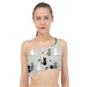 Cute Cat Seamless Pattern Spliced Up Bikini Top  View1