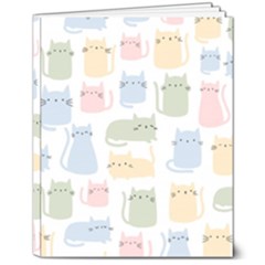Cute Cat Colorful Cartoon Doodle Seamless Pattern 8  X 10  Hardcover Notebook by Ravend