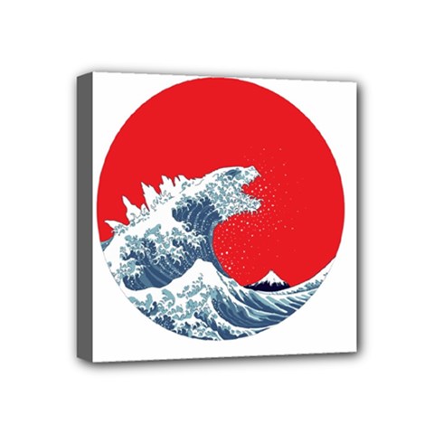 The Great Wave Of Kaiju Mini Canvas 4  X 4  (stretched) by Cendanart