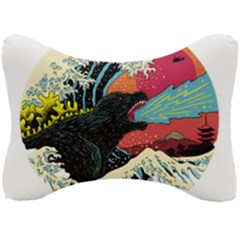 Retro Wave Kaiju Godzilla Japanese Pop Art Style Seat Head Rest Cushion by Cendanart