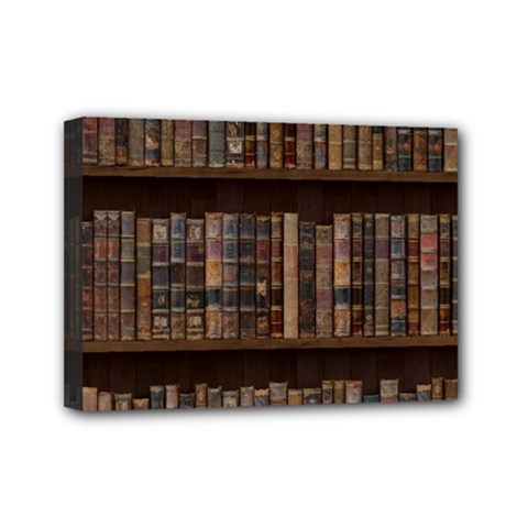 Old Bookshelf Orderly Antique Books Mini Canvas 7  X 5  (stretched) by Cendanart