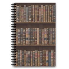 Old Bookshelf Orderly Antique Books 5 5  X 8 5  Notebook by Cendanart