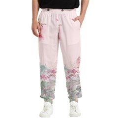 Pink Chinese Style Cherry Blossom Men s Elastic Waist Pants by Cendanart