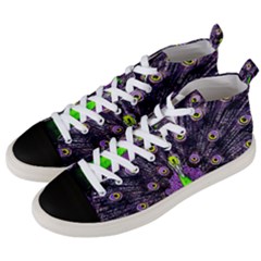Peacock Bird Color Men s Mid-top Canvas Sneakers by Cendanart