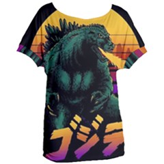Godzilla Retrowave Women s Oversized T-shirt by Cendanart