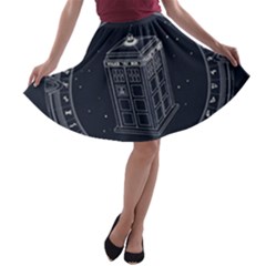 Doctor Who Bbc Tardis A-line Skater Skirt by Cendanart