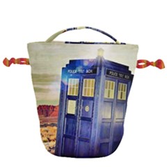 Tardis Wilderness Doctor Who Drawstring Bucket Bag by Cendanart
