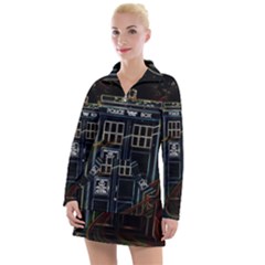 Tardis Doctor Who Magic Travel Macine Fantasy Women s Long Sleeve Casual Dress by Cendanart