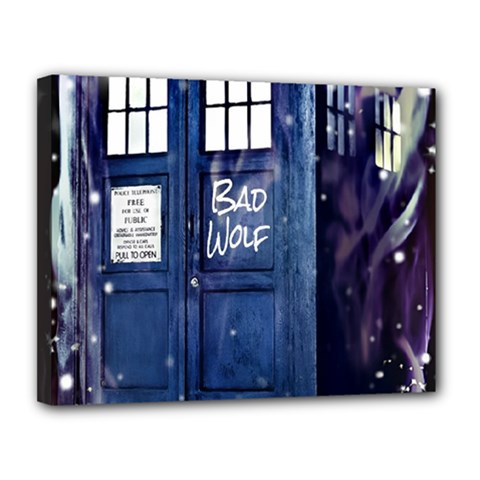Bad Wolf Tardis Doctor Who Canvas 14  X 11  (stretched) by Cendanart
