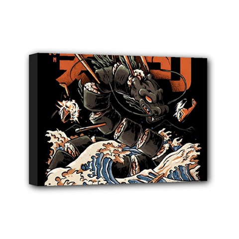 Sushi Dragon Japanese Mini Canvas 7  X 5  (stretched) by Bedest