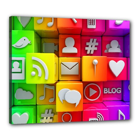 Colorful 3d Social Media Canvas 24  X 20  (stretched) by Ket1n9