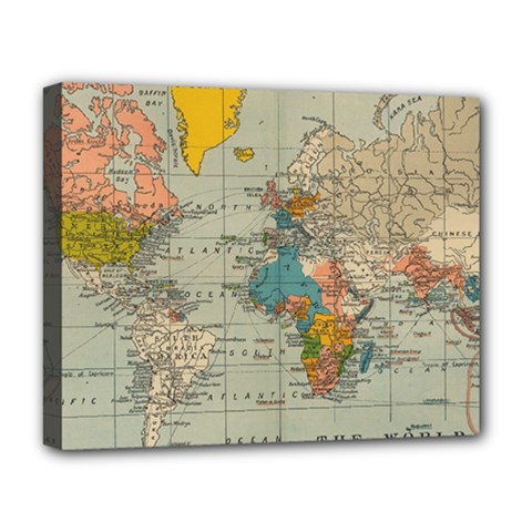 Vintage World Map Deluxe Canvas 20  X 16  (stretched) by Ket1n9