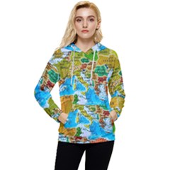 World Map Women s Lightweight Drawstring Hoodie by Ket1n9