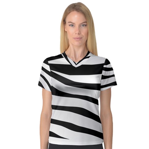 White Tiger Skin V-neck Sport Mesh T-shirt by Ket1n9