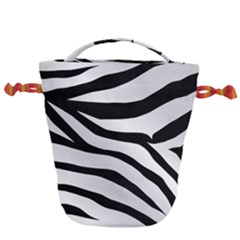 White Tiger Skin Drawstring Bucket Bag by Ket1n9