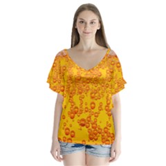 Beer Alcohol Drink Drinks V-neck Flutter Sleeve Top by Ket1n9