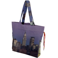 Skyline City Manhattan New York Drawstring Tote Bag by Ket1n9