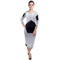 Soccer Ball Quarter Sleeve Midi Velour Bodycon Dress View1