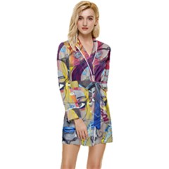 Graffiti Mural Street Art Painting Long Sleeve Satin Robe by Ket1n9