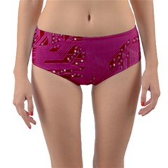 Pink Circuit Pattern Reversible Mid-waist Bikini Bottoms by Ket1n9
