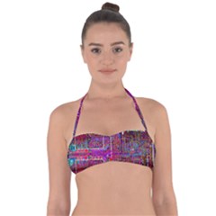 Technology Circuit Board Layout Pattern Tie Back Bikini Top by Ket1n9