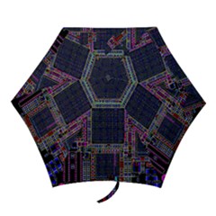 Cad Technology Circuit Board Layout Pattern Mini Folding Umbrellas by Ket1n9