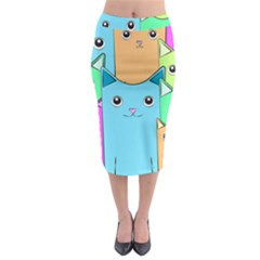 Cat Animals Cartoon Pattern Midi Pencil Skirt by Cendanart