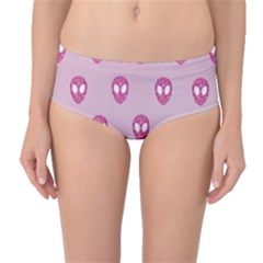 Alien Pattern Pink Mid-waist Bikini Bottoms by Ket1n9