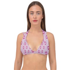 Alien Pattern Pink Double Strap Halter Bikini Top by Ket1n9