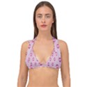 Alien Pattern Pink Double Strap Halter Bikini Top View1