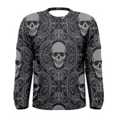 Dark Horror Skulls Pattern Men s Long Sleeve T-shirt by Ket1n9