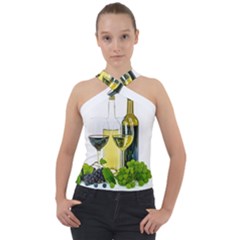 White Wine Red Wine The Bottle Cross Neck Velour Top by Ket1n9