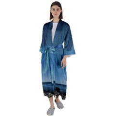 Aurora Borealis Lofoten Norway Maxi Satin Kimono by Ket1n9
