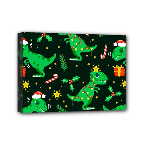 Christmas Funny Pattern Dinosaurs Mini Canvas 7  X 5  (stretched) by Ket1n9