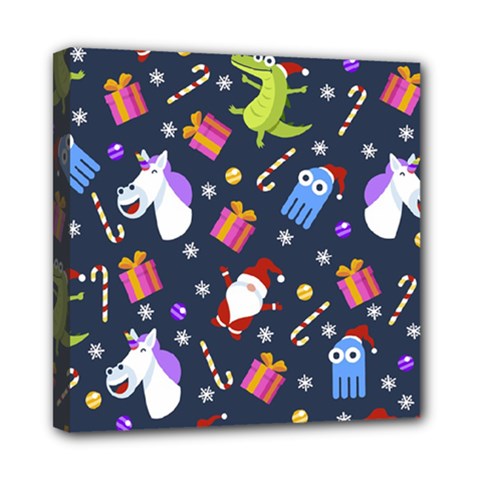 Colorful Funny Christmas Pattern Mini Canvas 8  X 8  (stretched) by Ket1n9