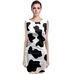Animal Print Black And White Black Classic Sleeveless Midi Dress by Ket1n9